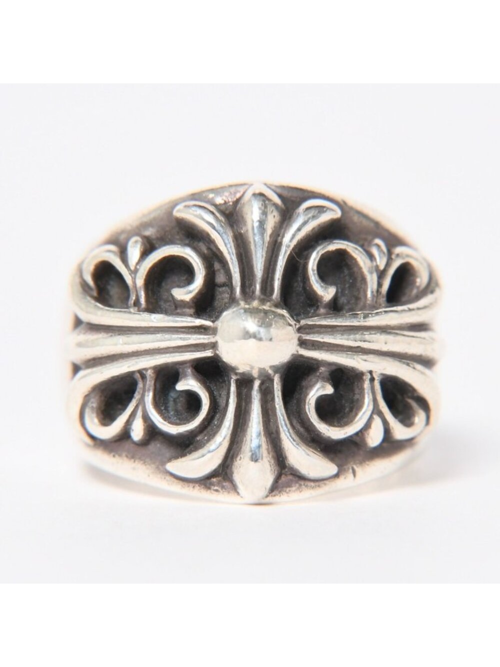 Chrome Hearts Keeper Ring Floral Arabesque Pattern 925 Sterling Silver